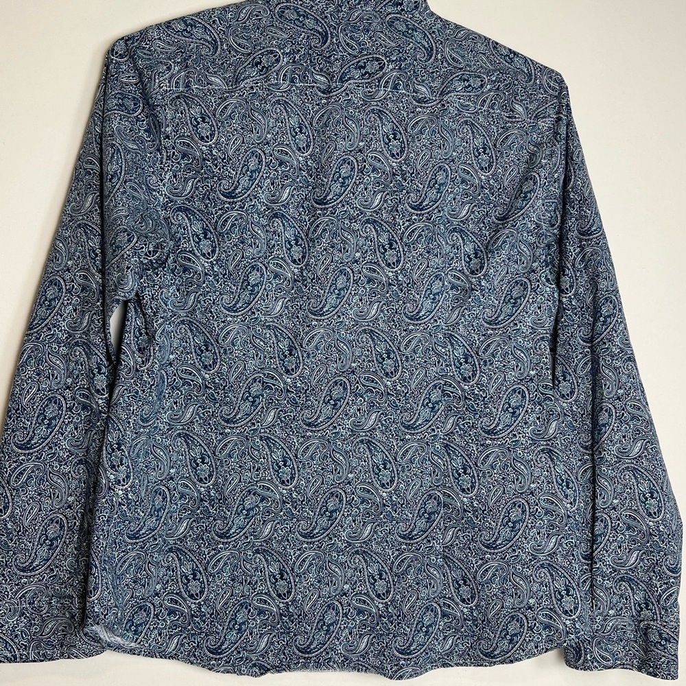 L.L. Bean Blue & White Paisley Button-Down Shirt – Soft Cotton Stretch small - Picture 2 of 6